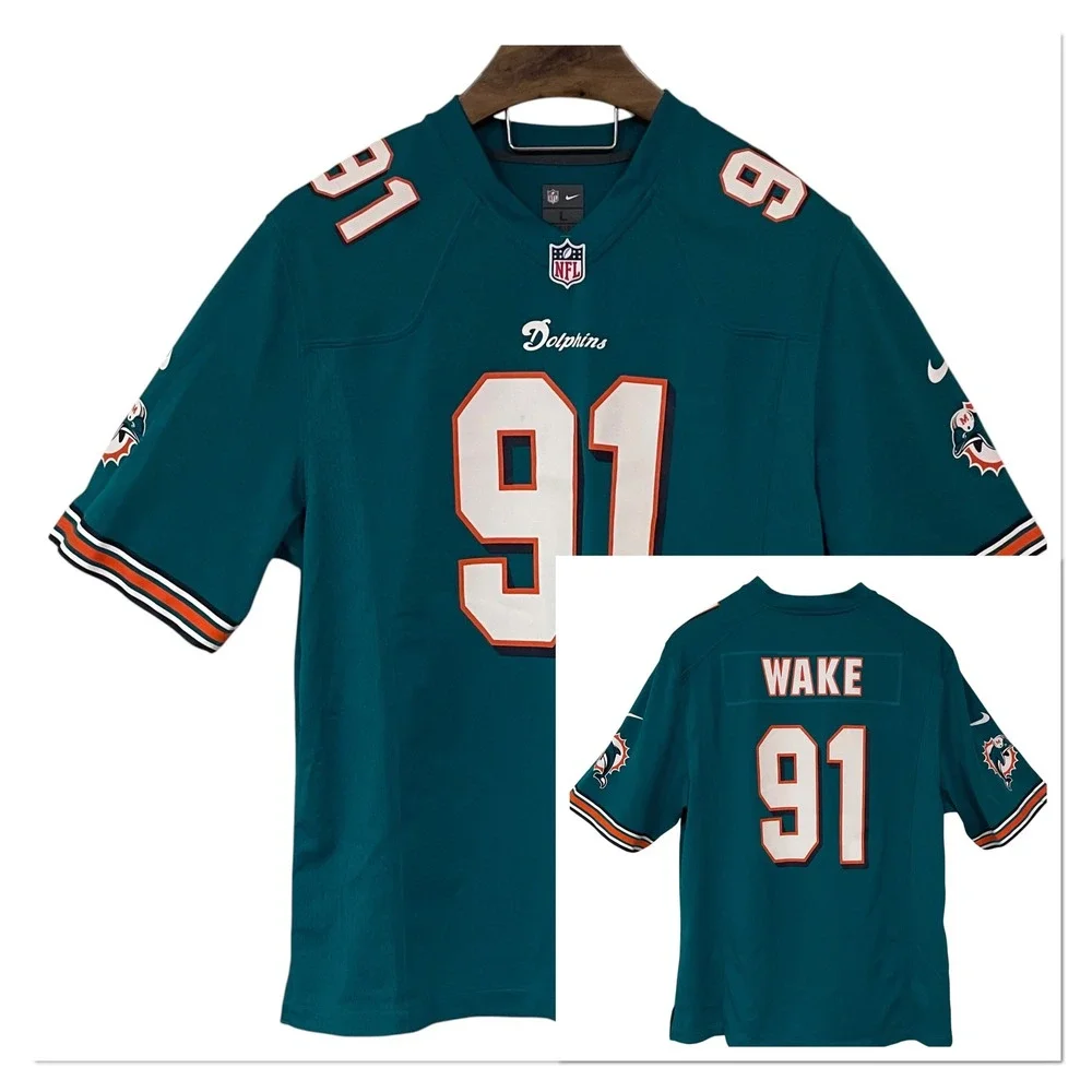 Nike On Field Mens Miami Dolphins Cameron Wake 91 NFL Football Jersey Teal L